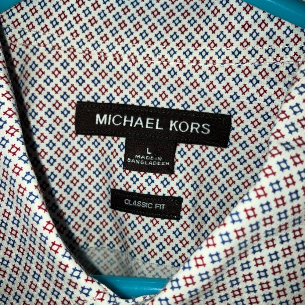 Michael Kors dress shirt , size L , white with red &blue